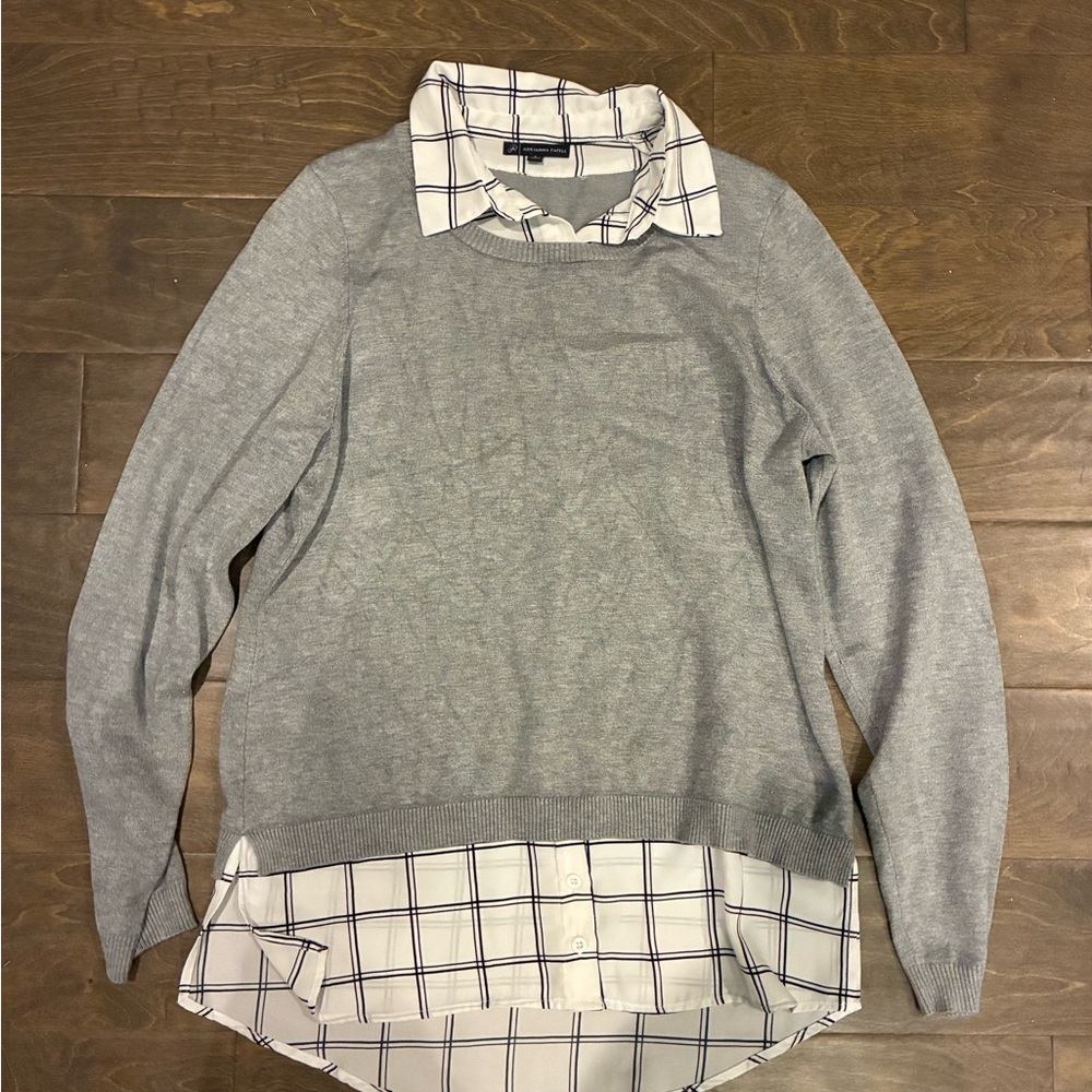 Adrianna Papell Black and White Plaid Shirt